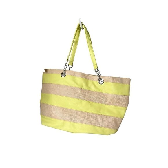 Unbranded canvas and yellow striped tote bag - perfect for beach or weekend tote - Picture 1 of 9